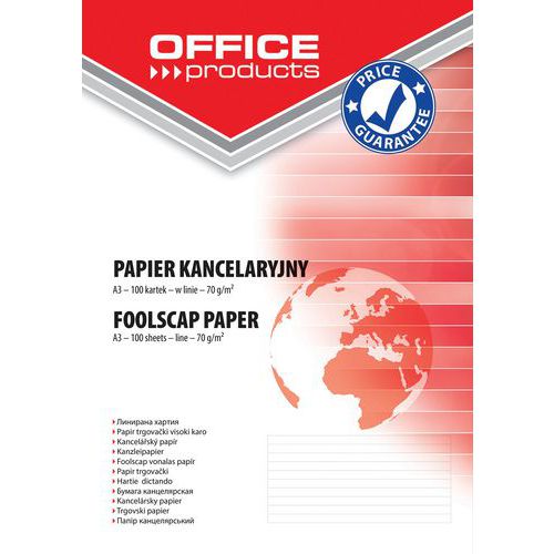 Papier kancelaryjny OFFICE PRODUCTS, w linie, A3, 500ark.