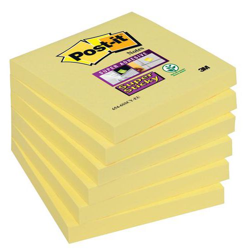 Bloczek samoprzylepny POST-IT® Super Sticky (654-6SSCY-EU), 76x76mm, 1x90 kart., żółty Bloczek samoprzylepny POST-IT® Super Sticky (654-6SSCY-EU), 76x76mm, 1x90 kart., żółty