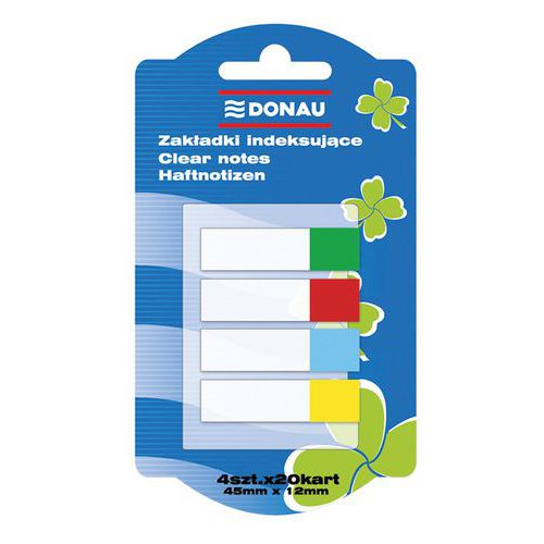 Zakładki indeksujące DONAU, 12x45mm, 4x20 kart., mix kolorów