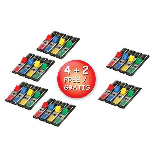 Zestaw promocyjny zakładek POST-IT® (683-4), 12x43mm, 4+2x35 kart., mix kolorów, 2 GRATIS