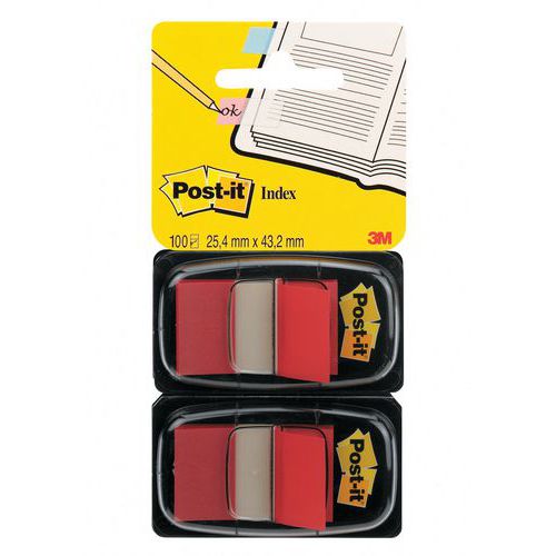 Zakładki indeksujące POST-IT® (680-R2EU), 25x43mm, 2x50 kart., czerwone