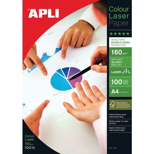 Papier fotograficzny APLI Glossy Laser Paper, A4, 160gsm, błyszczący, 100ark.