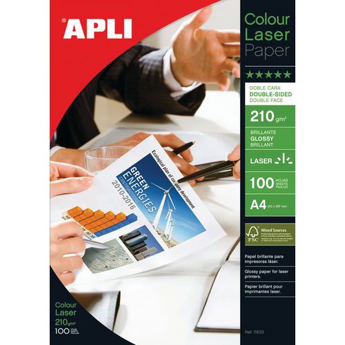 Papier fotograficzny APLI Glossy Laser Paper, A4, 210gsm, błyszczący, 100ark.