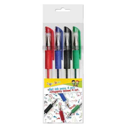 Długopis żelowy GIMBOO Classic, 0,5mm, 4 szt., zawieszka, mix kolorów