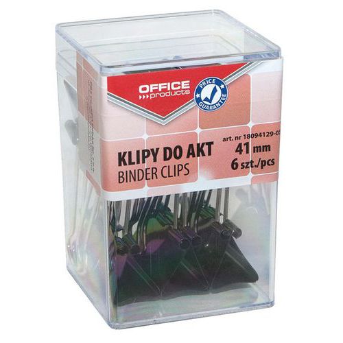 Klipy do dokumentów OFFICE PRODUCTS, 41mm, 6szt., w pudełku, czarne Klipy do dokumentów OFFICE PRODUCTS, 41mm, 6szt., w pudełku, czarne