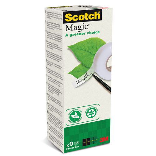 Taśma biurowa SCOTCH® Magic™ Greener Choice (900-1933-9), matowa, 19mm, 33m, 9szt.
