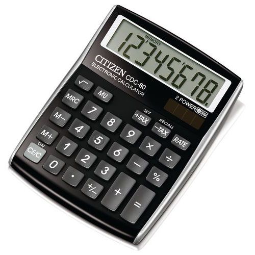 Kalkulator biurowy CITIZEN CDC-80 RKWB, 8-cyfrowy, 135x80mm, czarny