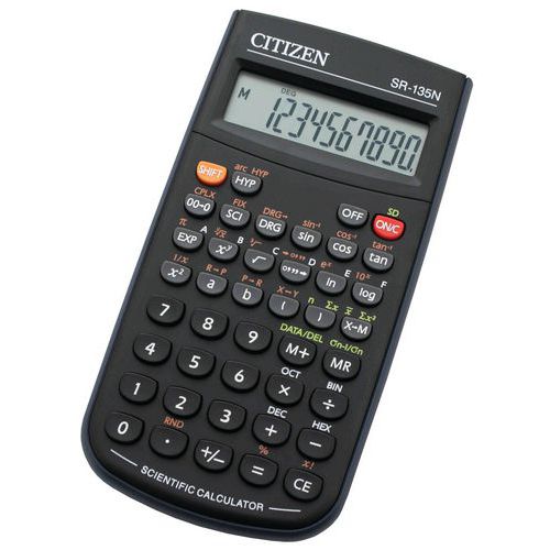 Kalkulator naukowy CITIZEN SR-135N, 10-cyfrowy, 154x84mm, etui, czarny