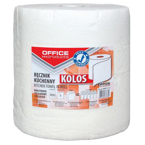 Ręczniki kuchenne celulozowe OFFICE PRODUCTS Kolos, 2-warstwowe, 500 listków, 100m, białe