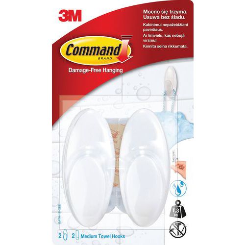 Akcesoria łazienkowe COMMAND™ (BATH-18), średnie, 2 szt., białe