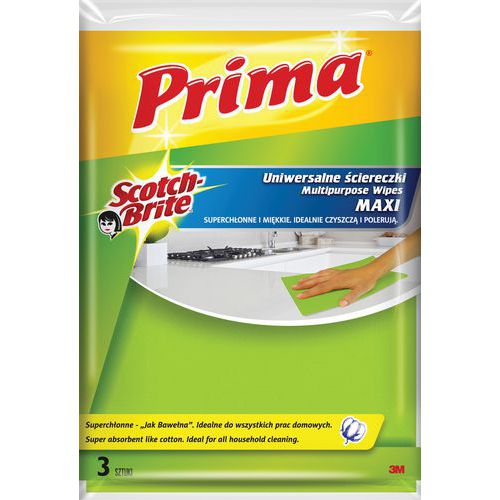 Ścierki uniwersalne PRIMA Maxi Jak bawełna, 3szt., żółte