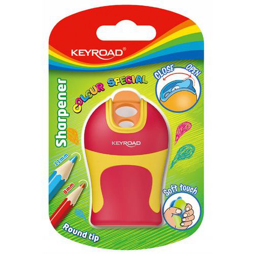 Temperówka KEYROAD Soft Touch, plastikowa, podwójna, ostrzenie zaokrąglone, blister, mix kolorów Temperówka KEYROAD Soft Touch, plastikowa, podwójna, ostrzenie zaokrąglone, blister, mix kolorów