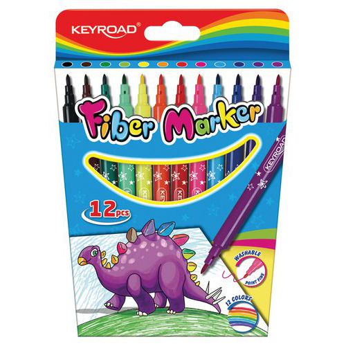 Flamastry KEYROAD Fiber Marker, 12szt., na zawieszce, mix kolorów Flamastry KEYROAD Fiber Marker, 12szt., na zawieszce, mix kolorów