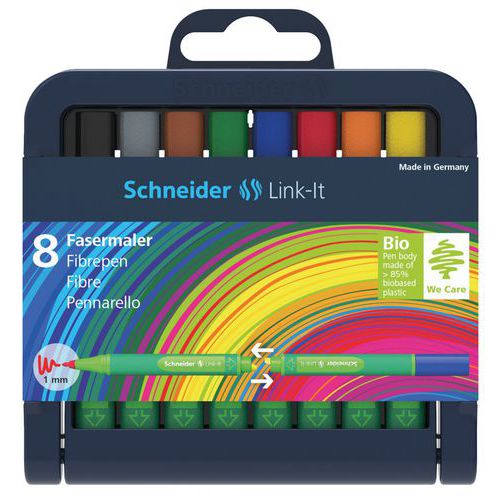 Flamaster SCHNEIDER Link-It, 1,0mm, stojak - podstawka, 8szt. mix kolorów