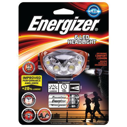 Latarka czołowa ENERGIZER Headlight 6 Led + 3szt. baterii AAA, czarna
