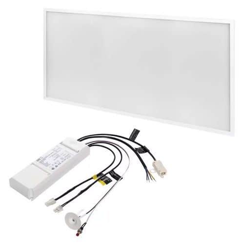 Panel LED 30 × 60, prostokątny wpuszczany biały, 18 W, neutralna biel, Emergency