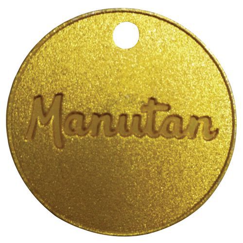 Mosiężny żeton Manutan, średnica 30 mm, numerowany 001 – 100