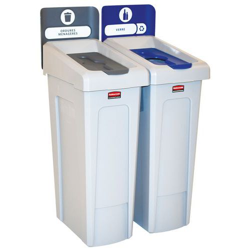 Stacja do recyklingu Slim Jim 174 l – Rubbermaid – etykieta FR