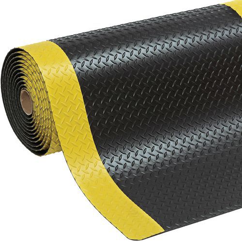 Przeciwzmęczeniowe maty przemysłowe Cushion Trax z powłoką diamentową, czarno-żółte, szer. 90 cm