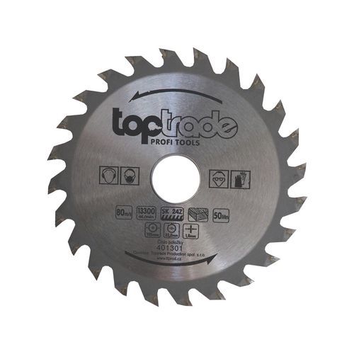 Tarcza do piły TOPTRADE, do drewna, z płytkami widiowymi, 24 zęby. 115 x 1,8 x 22,2/20/16 mm