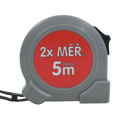 Miara zwijana TOPTRADE, „2 x MIERZ...”, pojedyncza blokada, 19 mm x 5 m