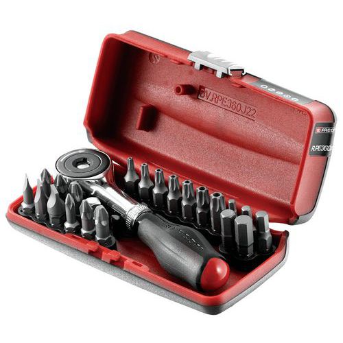 Zestaw bitów 1/4 z grzechotką Facom, 23 szt Zestaw bitów 1/4 z grzechotką Facom, 23 szt