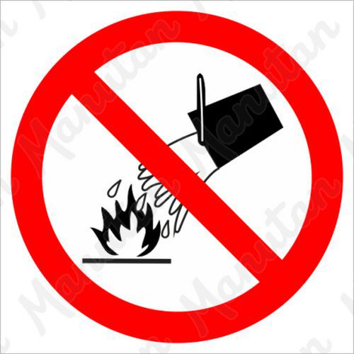 Tablica bezpieczeństwa z zakazem — „Zakaz gaszenia wodą i gaśnicą pianową”, 92 x 92 mm