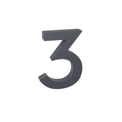 Numery aluminiowe w projekcie 3D o strukturalnej powierzchni, kolor antracytowy