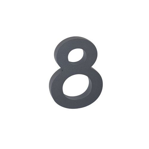 Numery aluminiowe w projekcie 3D o strukturalnej powierzchni, kolor antracytowy