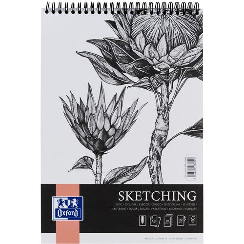 Segregator Oxford Sketching A3 z górnym spiralowaniem, 120 g/m²