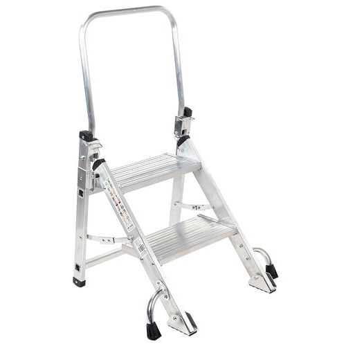 Drabinka aluminiowa Manutan Expert z poręczą, 2 stopnie Drabinka aluminiowa Manutan Expert z poręczą, 2 stopnie