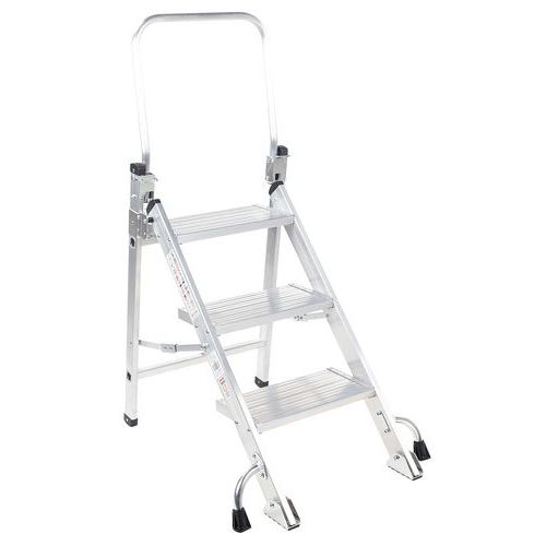 Drabinka aluminiowa Manutan Expert z poręczą, 3 stopnie Drabinka aluminiowa Manutan Expert z poręczą, 3 stopnie