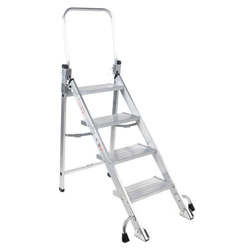 Drabinka aluminiowa Manutan Expert z poręczą, 4 stopnie Drabinka aluminiowa Manutan Expert z poręczą, 4 stopnie