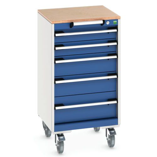 Komoda mobilna Bott Cubio, 99 x 52,5 x 52,5 cm, 5 szuflad, multipleks/linoleum/mat