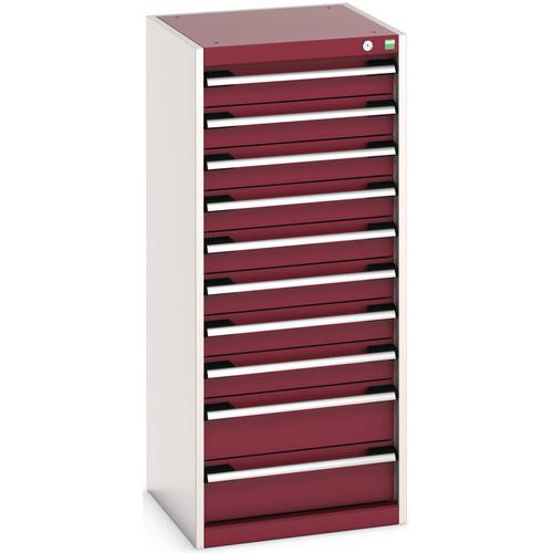 Warsztatowe szafki z szufladami Bott Cubio, 120 x 52,5 x 52,5-65 cm, 10 szuflad
