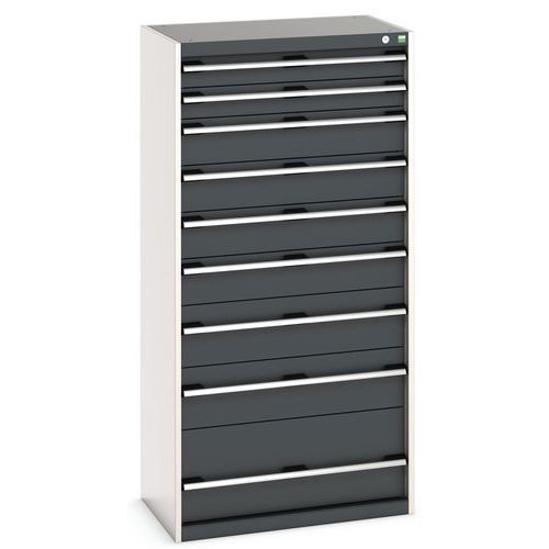 Warsztatowe szafki z szufladami Bott Cubio, 160 x 80 x 52,5-75 cm, 9 szuflad