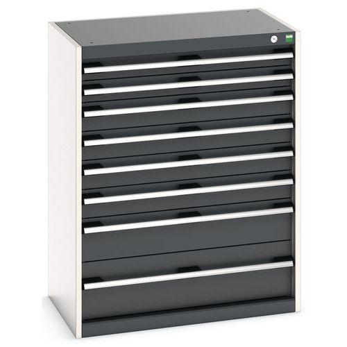 Szafki warsztatowe z szufladami Bott Cubio, 100 x 80 x 52,5-75 cm, 8 szuflad