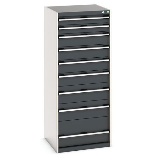 Warsztatowe szafki z szufladami Bott Cubio, 160 x 65 x 52,5-75 cm, 9 szuflad