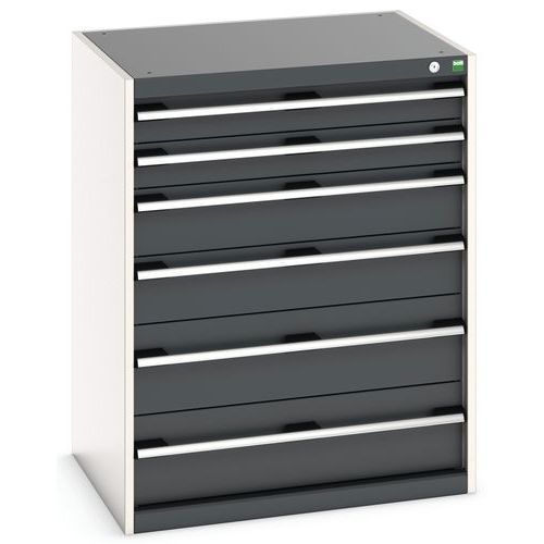 Szafki warsztatowe z szufladami Bott Cubio, 100 x 80 x 52,5-75 cm, 6 szuflad