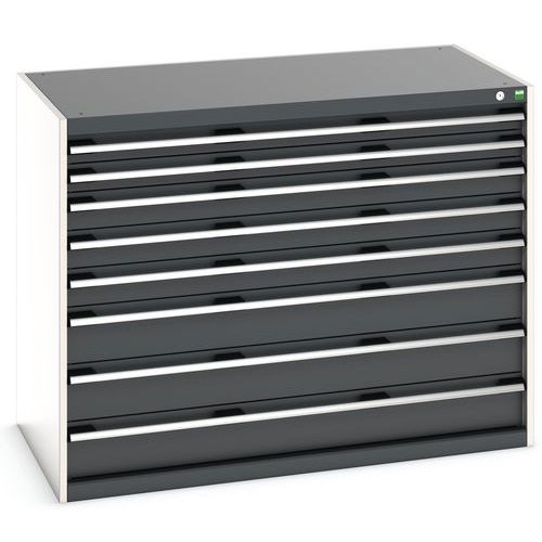 Szafki warsztatowe z szufladami Bott Cubio, 100 x 130 x 65-75 cm, 8 szuflad