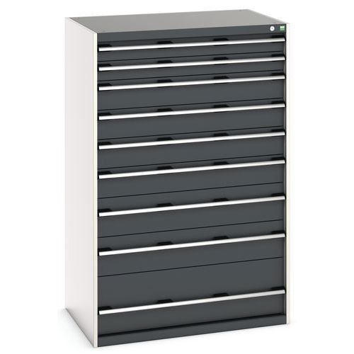 Szafki warsztatowe z szufladami Bott Cubio, 160 x 105 x 65-75 cm, 9 szuflad