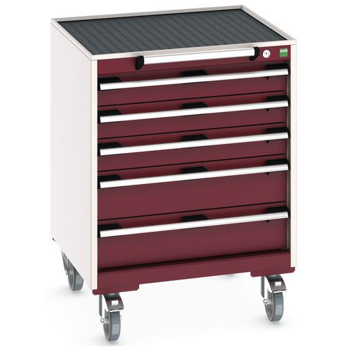 Komoda mobilna Bott Cubio, 89 x 65 x 65 cm, 5 szuflad, multipleks/linoleum/mata