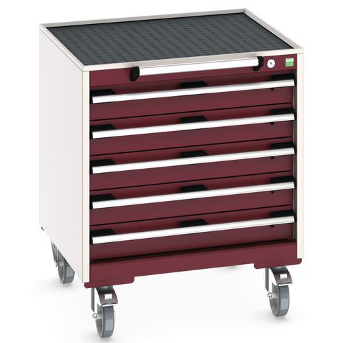 Komoda mobilna Bott Cubio, 79 x 65 x 65 cm, 5 szuflad, multipleks/linoleum/mat
