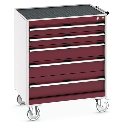 Komoda mobilna Bott Cubio, 99 x 80 x 65 cm, 5 szuflad, multipleks/linoleum/mata