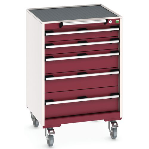 Komoda mobilna Bott Cubio, 99 x 65 x 65 cm, 5 szuflad, multipleks/linoleum/mata