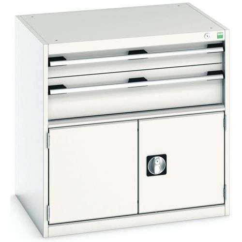 Warsztatowe szafki z szufladami Bott Cubio, 80 x 80 x 52,5-75 cm, 2 szuflady, 1 szafka