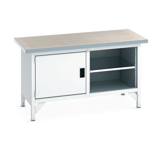 Stół warsztatowy Bott Cubio Storage, 84 x 150 x 75 cm, 1 szafka, część otwarta z półką, linoleum/sklejka