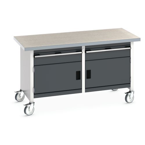 Mobilny stół warsztatowy Bott Cubio Storage, 84 x 150 x 75 cm, 2 szuflady, 2 szafki, multipleks/linoleum