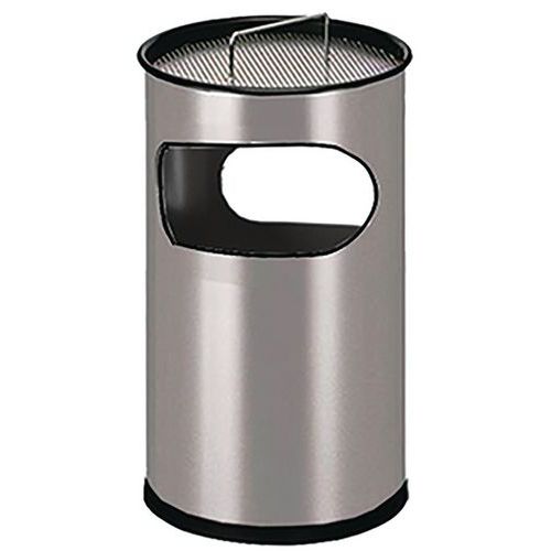 Metalowy zewnętrzny kosz na śmieci Manutan Expert Stream z popielnicą, pojemność 30 l Metalowy zewnętrzny kosz na śmieci Manutan Expert Stream z popielnicą, pojemność 30 l