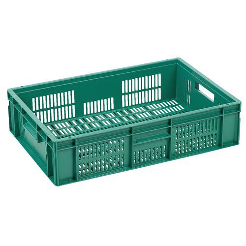 Plastikowe skrzynki Euro Manutan Expert z perforowanymi ściankami, zielone, 400 x 600 mm, 28 - 60 l